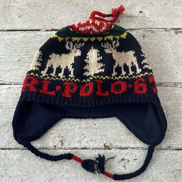 Vintage Polo RL Knit Winter Scene Cap - Picture 1 of 5